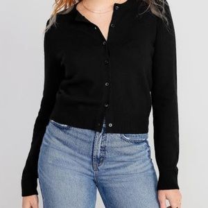 NWOT SWEATER BUTTON UP BLACK. Super soft warm cozy flattering and never worn
